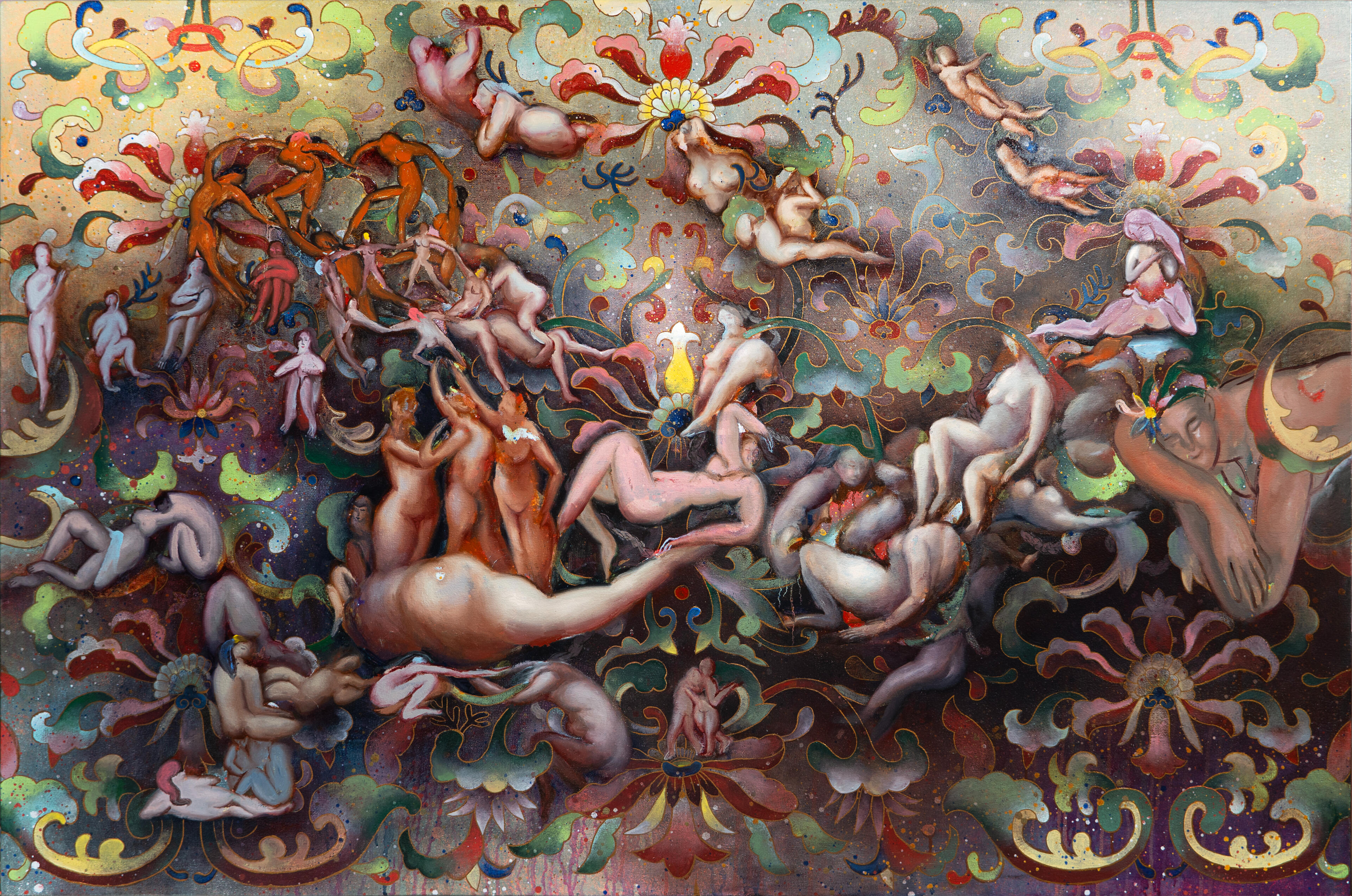 Celestial rhapsody, oil and acrylic on canvas, 40 x 60 inches, 2022