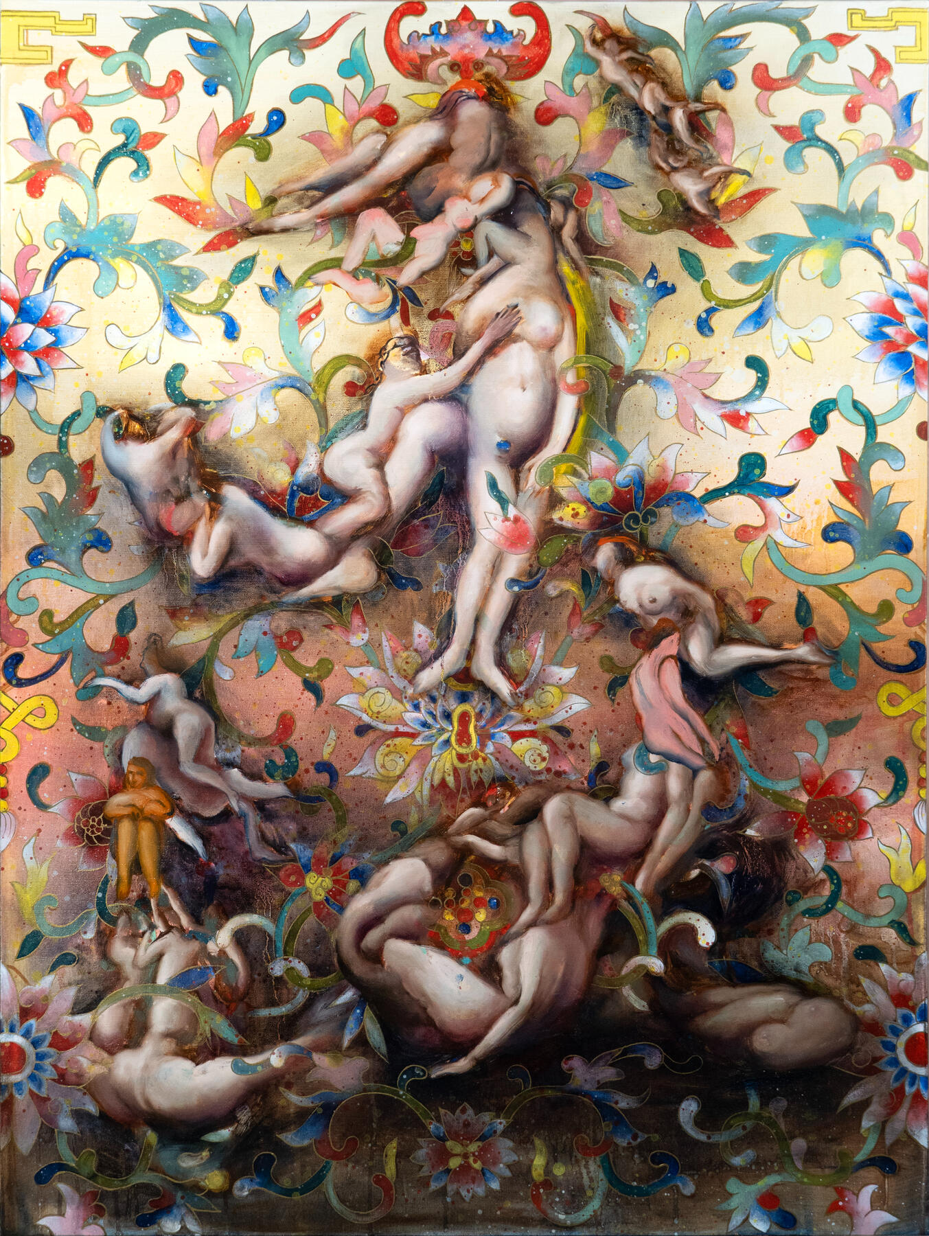 Hybrid harmony, oil and acrylic on canvas, 30 x 40 inches, 2022